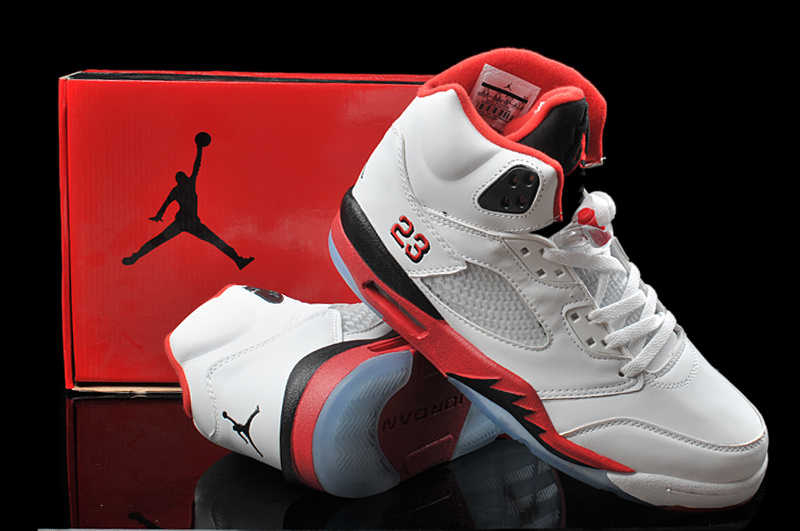 Air Jordan 5 Mens Shoes White/Red Online